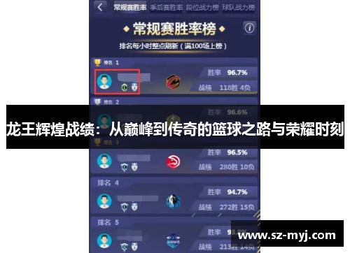 龙王辉煌战绩：从巅峰到传奇的篮球之路与荣耀时刻